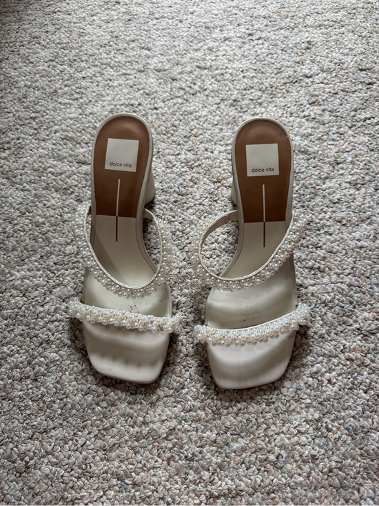 Dolce Vita Shoes - Dolce Vita Ivory Pearl-Strap Mid Heels
